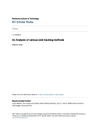 An Analysis of Various Web Tracking Methods