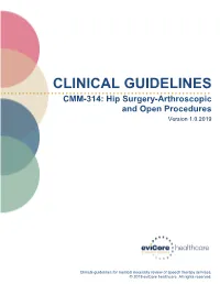 CMM-314: Hip Surgery-Arthroscopic and Open Procedures Version 1.0.2019