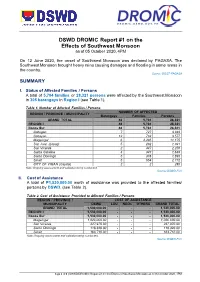 DSWD DROMIC Report #1 on the Effects of Southwest Monsoon As of 05 October 2020, 4PM