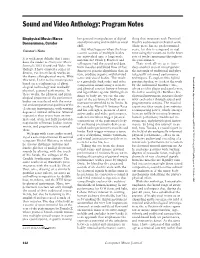 Sound and Video Anthology: Program Notes