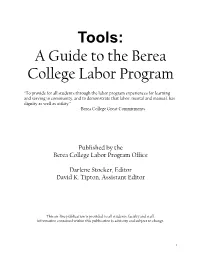 Tools: a Guide to the Berea College Labor Program