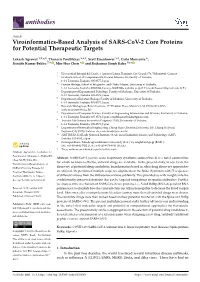 Viroinformatics-Based Analysis of SARS-Cov-2 Core Proteins for Potential Therapeutic Targets