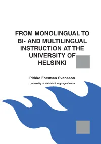And Multilingual Instruction at the University of Helsinki