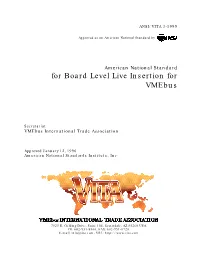 For Board Level Live Insertion for Vmebus