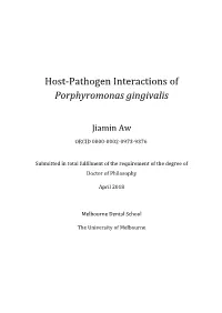 Host-Pathogen Interactions of Porphyromonas Gingivalis
