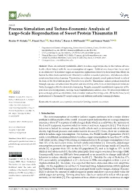Process Simulation and Techno-Economic Analysis of Large-Scale Bioproduction of Sweet Protein Thaumatin II