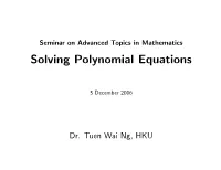 Solving Polynomial Equations