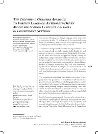 The Individual Grammar Approach to Foreign Language: an Idiolect-Driven Model for Foreign Language Learners in Independent Settings
