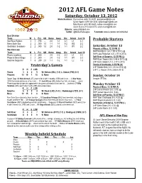 2012 AFL Game Notes