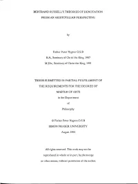 Bertrand Russell's Theories of Denotation from an Aristotelian