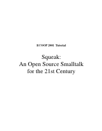 ECOOP Squeak Tutorial Worksheet 1A 2001.04.24 11:07