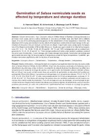 Germination of Salsoa Vermiculata Seeds As Affected by Temperature and Storage Duration
