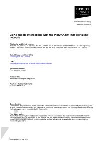 GSK3 and Its Interactions with the PI3K/AKT/Mtor Signalling Network