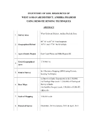 Inventory of Soil Resources of West Godavari District, Andhra Pradesh Using Remote Sensing Techniques