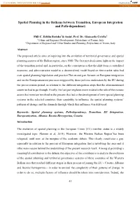Spatial Planning in the Balkans Between Transition, European Integration and Path-Dependency