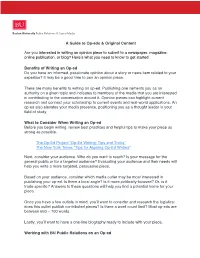 A Guide to Op-Eds & Original Content Are You Interested in Writing An