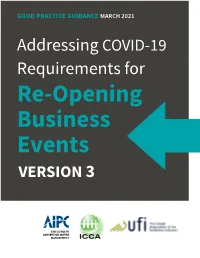 Addressing COVID-19 Requirements for Re-Opening Business Events