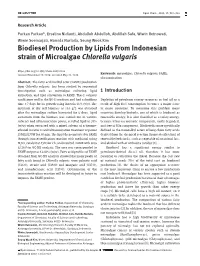 Biodiesel Production by Lipids from Indonesian Strain of Microalgae Chlorella Vulgaris
