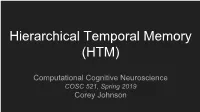 Hierarchical Temporal Memory (HTM)
