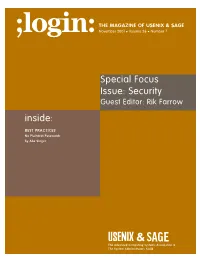 Inside: Special Focus Issue: Security