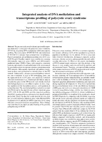 Integrated Analysis of DNA Methylation and Transcriptome Profiling of Polycystic Ovary Syndrome