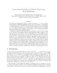 Lattice-Based Algorithms for Number Partitioning in the Hard Phase