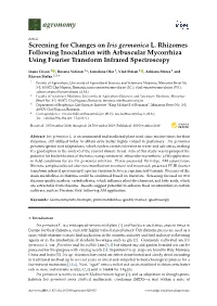 Screening for Changes on Iris Germanica L. Rhizomes Following Inoculation with Arbuscular Mycorrhiza Using Fourier Transform Infrared Spectroscopy