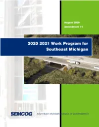 2020-2021 Work Program for Southeast Michigan Amendment #1
