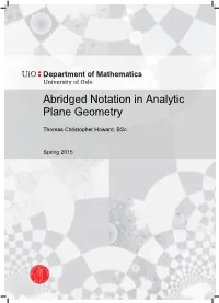 Abridged Notation in Analytic Plane Geometry