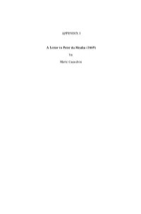 APPENDIX I a Letter to Peter Du Moulin (1669) Merle Casaubon
