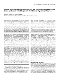 Axonal Action-Potential Initiation and Na Channel Densities in the Soma