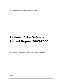 Report for Review of the Defence Annual Report 2005-2006