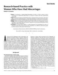 Research-Based Practice with Women Who Have Had Miscarriages