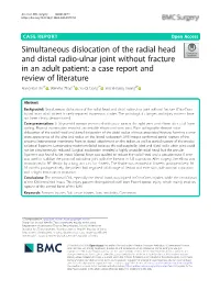 Simultaneous Dislocation of the Radial Head and Distal Radio-Ulnar Joint