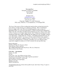 Strategies of Narrative Journalism Journalism 243 Spring 2020