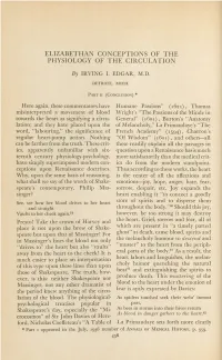 Elizabethan Conceptions of the Physiology of the Circulation