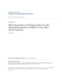 Molecular Analyses of Changes Induced in the Microbial Populations of Murine Colon After As(III) Exposure Rishu Dheer
