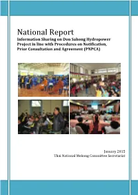 National Report on Information Sharing on Don Sahong