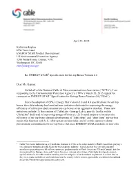 NCTA Comments on the ENERGY STAR Version 4.1 STB Specification