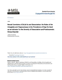 Neural Correlates of Déjà Vu and Dissociation