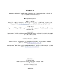 REPORT FOR: Preliminary Analysis for Identification, Distribution, And