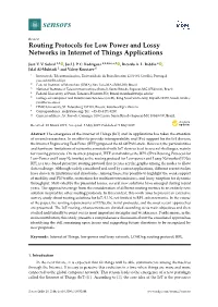 Routing Protocols for Low Power and Lossy Networks in Internet of Things Applications