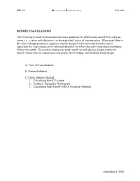 September 8, 2008 RUNOFF CALCULATIONS the Following
