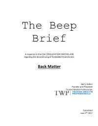 The Beep Brief Back Matter — Embedded Commission Response