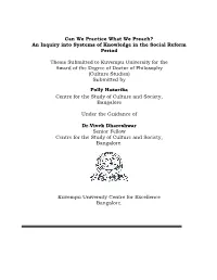 Can We Practice What We Preach? an Inquiry Into Systems of Knowledge in the Social Reform Period