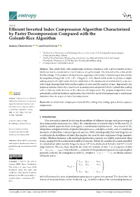 Efficient Inverted Index Compression Algorithm Characterized by Faster