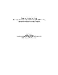 From the Farm to the Table: the Transformation of North American Food Processing and Implications for the Environment