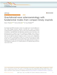 Gravitational-Wave Asteroseismology with Fundamental Modes from Compact Binary Inspirals ✉ ✉ ✉ Geraint Pratten 1,2 , Patricia Schmidt 1 & Tanja Hinderer3,4