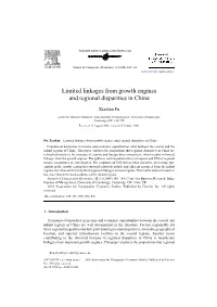 Limited Linkages from Growth Engines and Regional Disparities in China