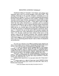 REDATING AUSONIUS' MOSELLE 1 Traditional Dating of Ausonius' Most Famous and Perhaps Most Important Poem Rests on Several Passages in the Poem Itself: 1